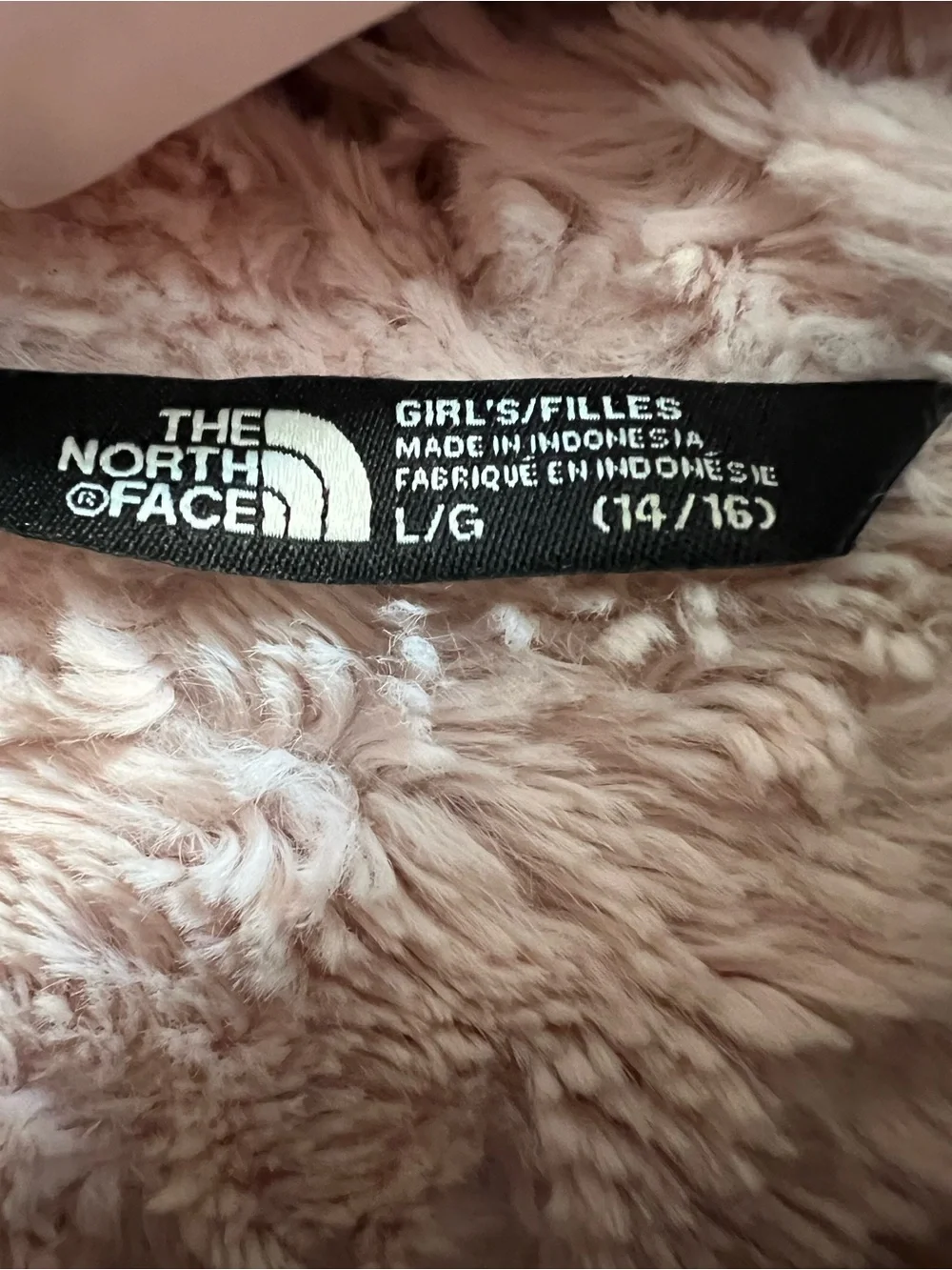 The North Face Kids' Blue Puffer Jacket with Pink Sherpa Lining Size Lg 14-16